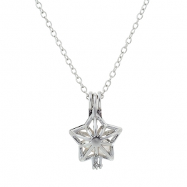 Ebay hot sale openable diy pearl cage necklace hollow five-pointed star magic box pendant