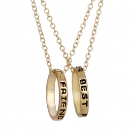 European and american fashion cross-border jewelry, gold circle double layered wearing simple and versatile necklace, letter pendant necklace female