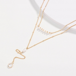 European and american personality womens jewelry, shell piece clavicle chain, natural pearl, gold edging crystal multilayer necklace