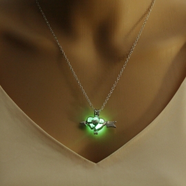 E-commerce hot style luminous bead necklace female personality hollow diy one arrow love pendant, clavicle chain wholesale