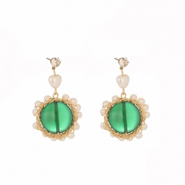 Japan and south korea small fresh earrings net red girl heart-shaped pearl wild round natural stone pearl pendant earrings