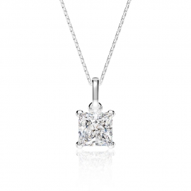 High carbon diamond 6*6mm princess square four claw set 925 sterling silver pendant s925 silver necklace and cultivate high carbon diamond pendant
