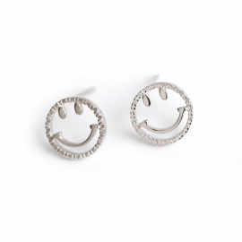 Cute emoji smiley s925 sterling silver stud earrings simple wild small fresh earrings earrings female