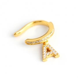 Diamond a letter ear bone clip diamond zircon letter s925 sterling silver ear bone earring earrings