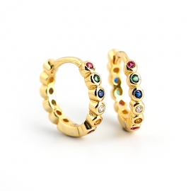 Diamond mixed color zircon s925 sterling silver ear stud earrings earrings female