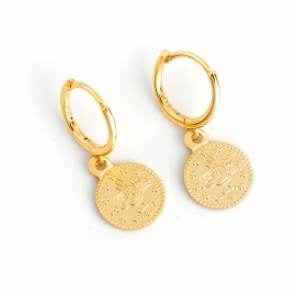 Coin-shaped light luxury fashion s925 sterling silver earrings earrings