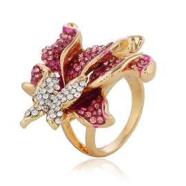 New flower color diamond ring gold-plated diamond and gemstone ring bracelet women