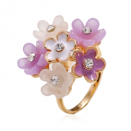 Simple alloy flower ring fashion personality diamond opening adjustable index finger ring