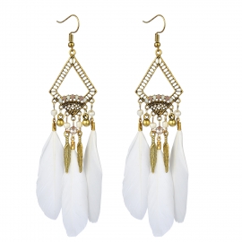 Personalized hollow design feather earrings european and american bohemian earrings