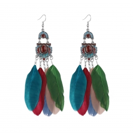 Cross-border hot-selling ethnic style earrings, feather earrings, personalized long tassel earrings