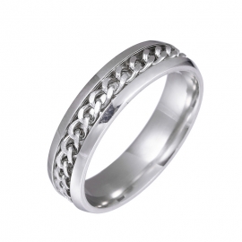 Cross-border ring first man jewelry silver stainless steel rotating chain couple ring