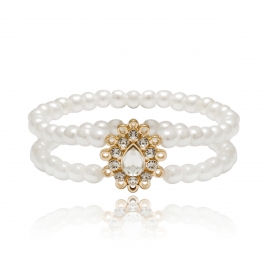 European and american cross-border jewelry, wild geometric handmade multi-layer jewelry female temperament pearl drop-shaped diamond bracelet