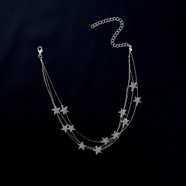 European and american cross-border jewelry, popular new elements, personalized items, fish silk thread handmade star multi-layer necklace