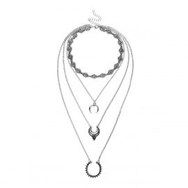 European and american cross-border jewelry retro ethnic style exaggerated necklace multi-layer alloy accessories sexy street clavicle necklace