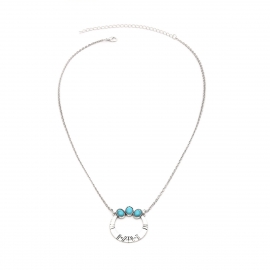 European and american cross-border jewelry retro ethnic style element set items simple alloy turquoise clavicle necklace earrings