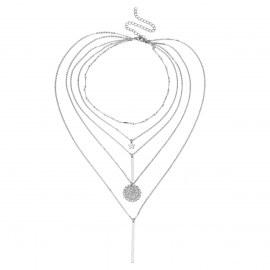 European and american cross-border jewelry retro multi-element set item decoration five-pointed star metal rod sun flower combination necklace