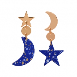 S925 silver needle star moon earrings earrings female european and american style fashion temperament net red same earrings