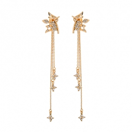 S925 silver needle long super fairy face thin earrings female korean fashion wild crown tassel earrings