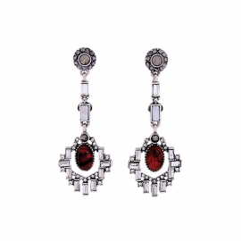 European and american personality diamond ruby &acirc;��&acirc;��earrings wholesale ladies popular retro alloy flower earrings