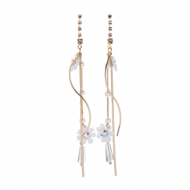 Creative long diamond lace flower earrings earrings female european and american style sexy super fairy earrings