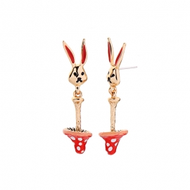S925 silver needle earrings sweet and cute rabbit mushroom earrings temperament earrings