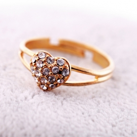 Korean fashion jewelry wholesale austrian crystal 14k gold love womens ring ring + box