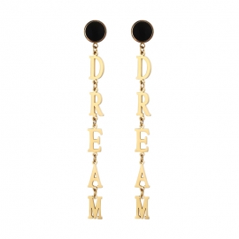 Wholesale dream letter earrings european and american fashion new titanium steel long earrings anti-allergic earrings