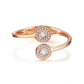 European foreign trade light luxury net red bracelet ladies alloy gold-plated round double-headed symmetrical diamond-set openable bracelet