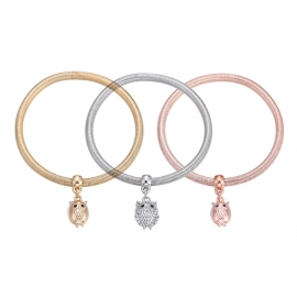 Owl pendant bracelet new european and american alloy spring bracelet ladies simple temperament three-piece bracelet wholesale