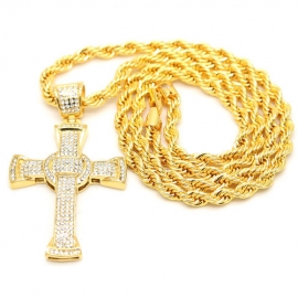 European and american street hip hop jewelry wholesale diamond blingbling cross hip hop stainless steel pendant