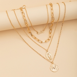 Cross-border hot-selling jewelry in europe and america, portrait embossed letter love pendant multilayer necklace
