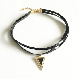 Creative and versatile ladies harajuku style triangle pendant double necklace