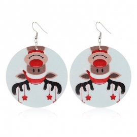 European and american creative new products christmas earrings fashion exaggerated cartoon log printing elk christmas earrings hypoallergenic