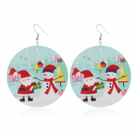Cross-border new product christmas earrings creative exaggerated cartoon log snowman socks printed hypoallergenic ear hook earrings