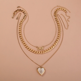 European and american foreign trade exaggerated jewelry fashion street shooting letter love white natural shell multilayer necklace sweater chain