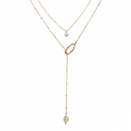 Amazon blast models womens golden shaped ring natural freshwater pearl pendant necklace with a long neck