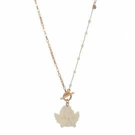 European and american foreign trade hot sale necklace asymmetric chain mix and match ot buckle resin angel pendant ins hip-hop clavicle chain