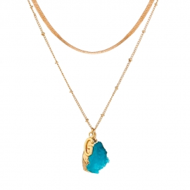 European and american personality fashion trend imitation natural stone fresh stone pendant multilayer necklace letter temperament simple necklace