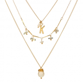 European and american hot-selling jewelry french niche design flashing natural stone hand-woven natural rice bead pendant necklace