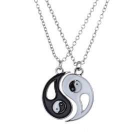 Hot selling tai chi gossip yin yang couple friend necklace pendant wild hollow heart shaped christmas gift in europe and america