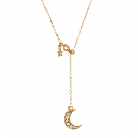 South koreas dongdaemun personality creative design pull buckle necklace fashion temperament diamond star crescent necklace female