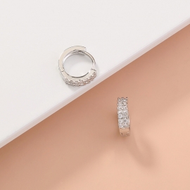 European and american fashion ins fashion jewelry simple double row zircon copper ear buckle simple and small circle ear stud earrings