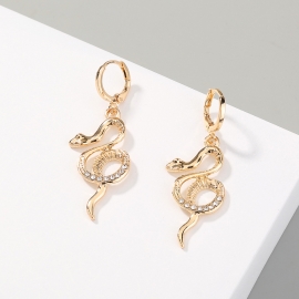 European and american cross-border exaggerated trend earrings creative design fashion gold plate tail diamond snake earrings earrings