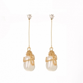 European and american cross-border simple retro fashion earrings elegant wild baroque pearl earrings earrings women