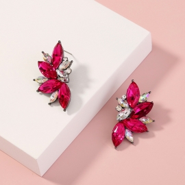 European and american generous temperament diamond-studded earlobe fashion personality left and right symmetrical earrings contrast color elegant female jewelry earrings