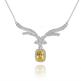 Angel love flower necklace multicolored super flash zircon jewelry exquisite clavicle chain copper with gold electroplated finished necklace and zircon pendant