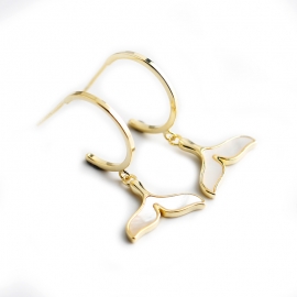 White shell stone mermaid ins net red mermaid ji s925 sterling silver earrings earrings korean simple dolphin fish tail earrings