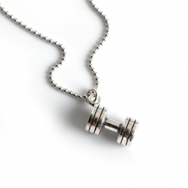 Thai silver old retro dumbbell s925 sterling silver pendant necklace female