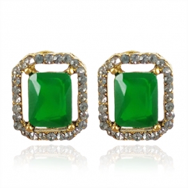 New exquisite fashion square earrings earrings original full diamond resin geometric earrings