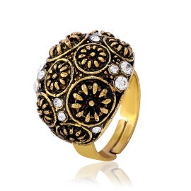 New style adjustable fashion retro flower ring in stock wholesale european gourmet finger ring